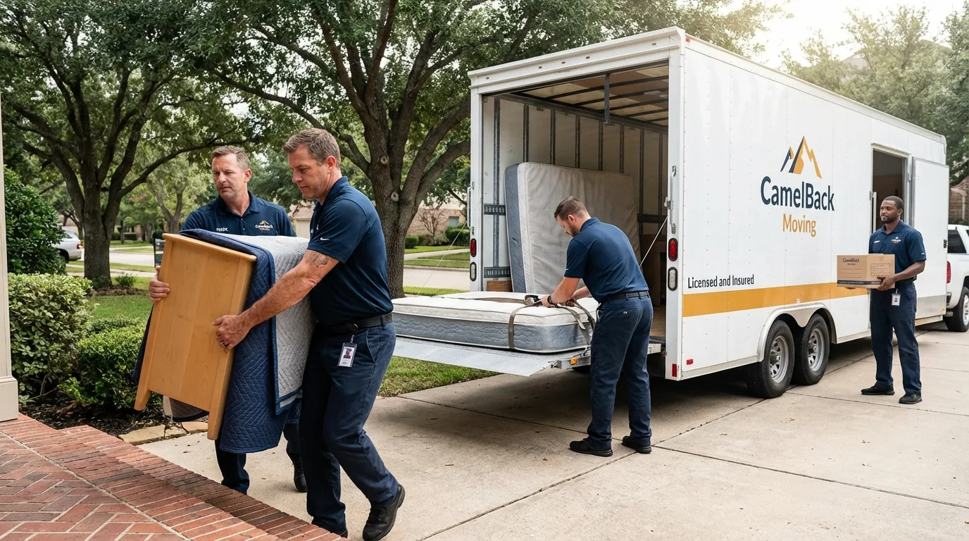 Crew loading residential truck for cross-state move from Northfield, MA